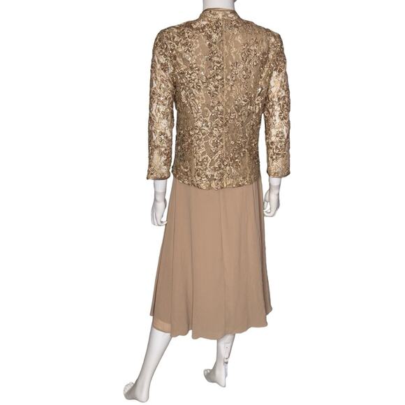 Jessica Howard Women's Soutache Jacket & Jewel-Neck Midi Dress Toffee Sz 6 - Picture 6 of 13